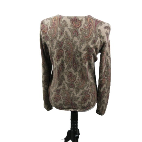 Susan Bristol Paisley Lambswool/Angora/Nylon Button Front Cardigan Size Medium - Picture 4 of 6